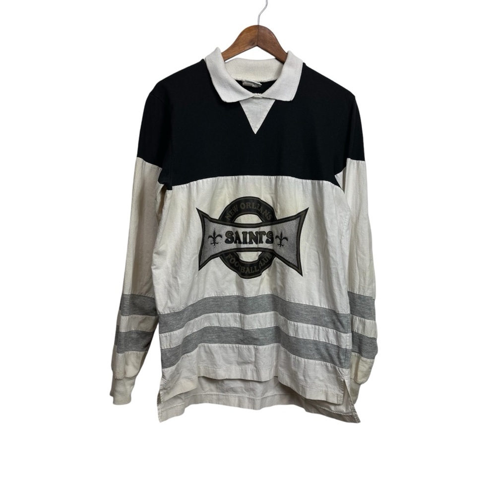 New Orleans Saints Black and White Rugby Shirt Vintage